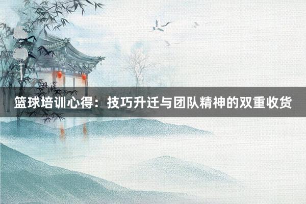 篮球培训心得：技巧升迁与团队精神的双重收货